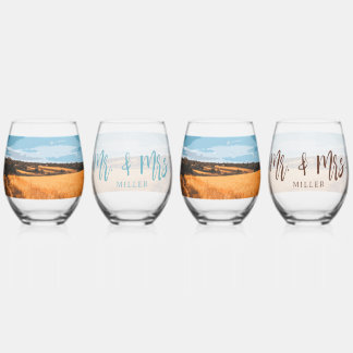 Vaso De Vino Arte Rústico Elegante de Campo Verano Dorado Ilumi
