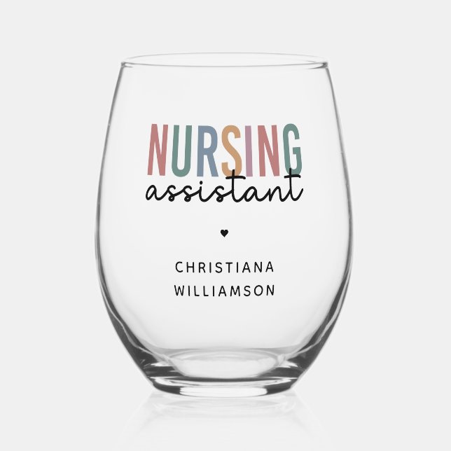Vaso De Vino Asistente de Enfermería Personalizada (Anverso)