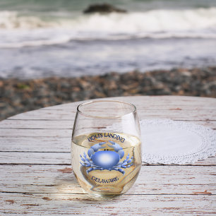 Vaso De Vino Aterrizar con el cangrejo azul