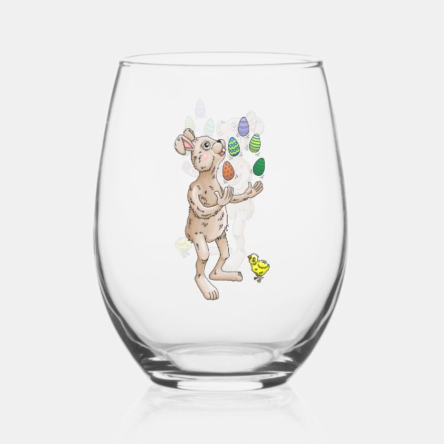 Vaso De Vino Atractivo conejo de Pascua (Anverso)