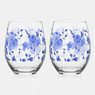 Vaso De Vino Atractivo Conjunto De Vidrio Impresionante Floral 