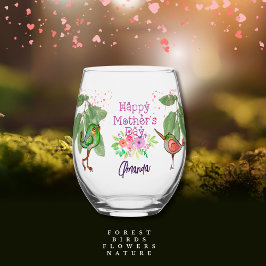 Vaso De Vino Aves bonitos para el Día de la Madre