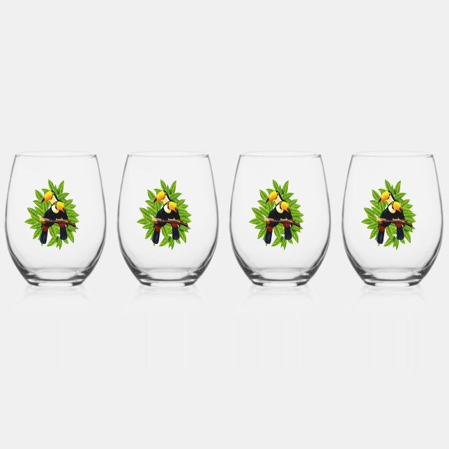 Vaso De Vino Aves Exóticas (Anverso)