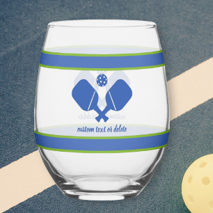 Vaso De Vino Azul Verde Texto personalizado Pickleball persona