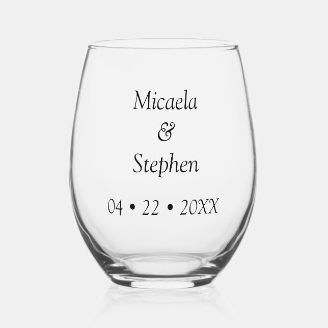 Vaso De Vino B&W con fecha personalizada (Anverso)