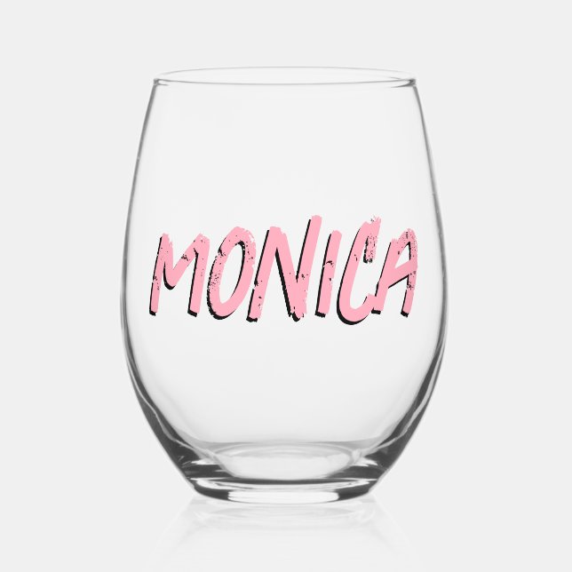 Vaso De Vino Baby Pink 3D Divertido nombre moderno (Anverso)