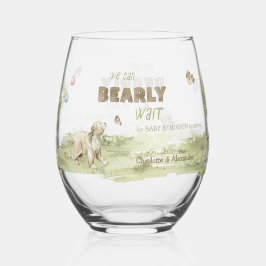 Vaso De Vino Baby Shower de color de agua del oso lindo Bearly 