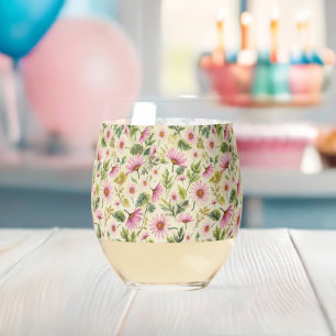 Vaso De Vino Baby Shower floral de primavera