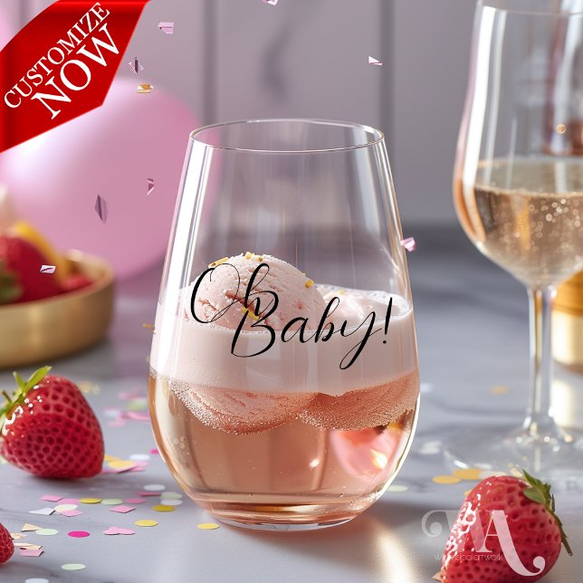 Vaso De Vino Baby Shower Oh Baby Feet (Easy to customize)