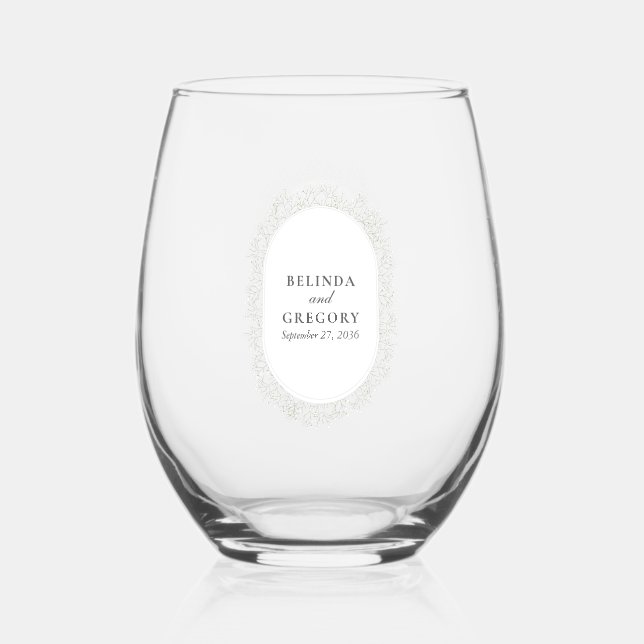 Vaso De Vino Baby's Breath Monogram Gypsophila Floral Wedding (Anverso)