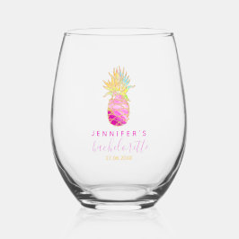 Vaso De Vino Bachelorette de piña de color tropical suave