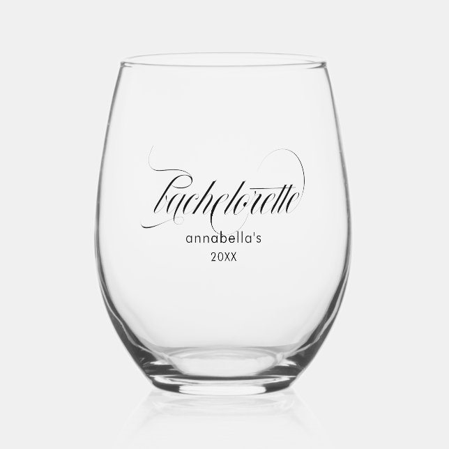 Vaso De Vino Bachelorette Elegant Script Typography (Anverso)
