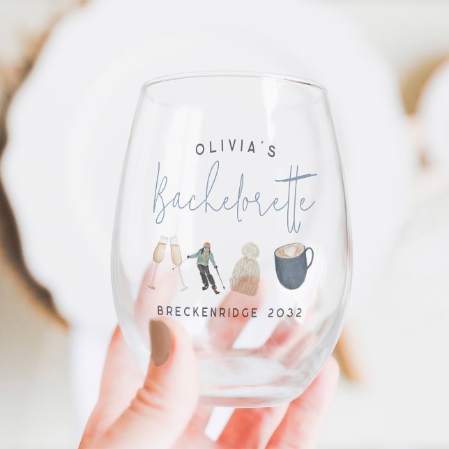 Vaso De Vino Bachelorette Personalizada de la Estación de Esquí (Subido por el creador)