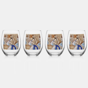 Vaso De Vino Bailarina de Degas con cinta azul
