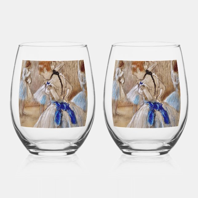 Vaso De Vino Bailarina de Degas con lazo azul    (Anverso)