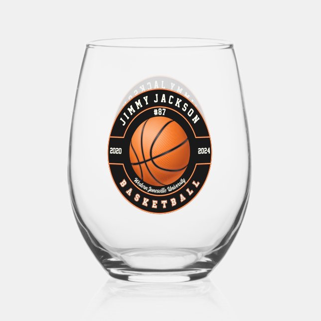 Vaso De Vino Baloncesto Deportes Vino sin Stemless Drinkware (Anverso)