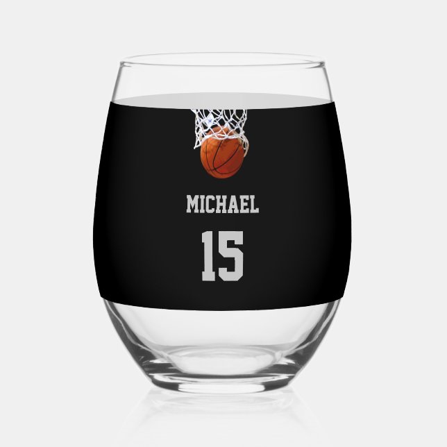 Vaso De Vino Baloncesto Tu Nombre (Reverso )