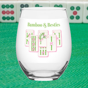 Vaso De Vino Bamboo & Besties Mahjong Personalizado Coquette