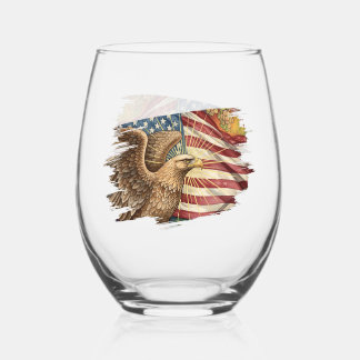 Vaso De Vino Bandera Americana Vintage, Águila, Arte Patriótico