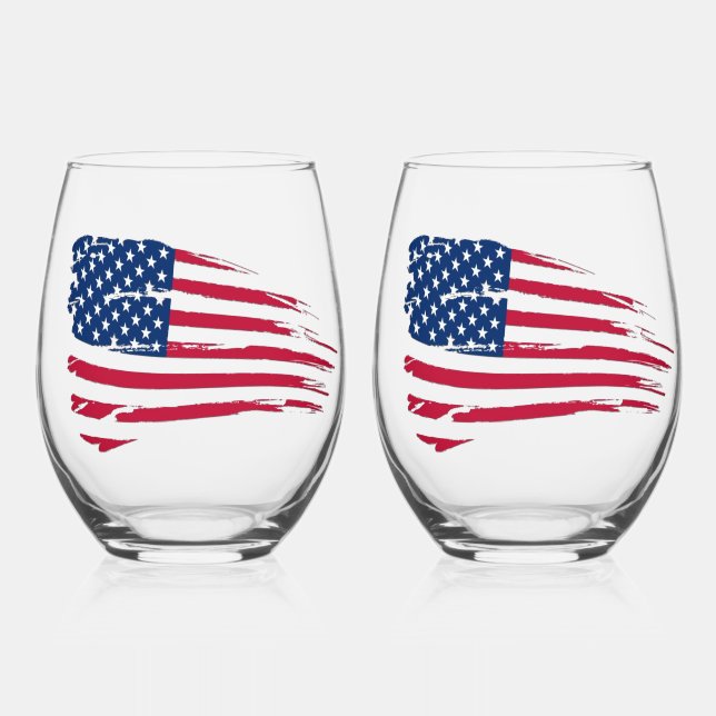 Vaso De Vino Bandera atípica estadounidense (Anverso)