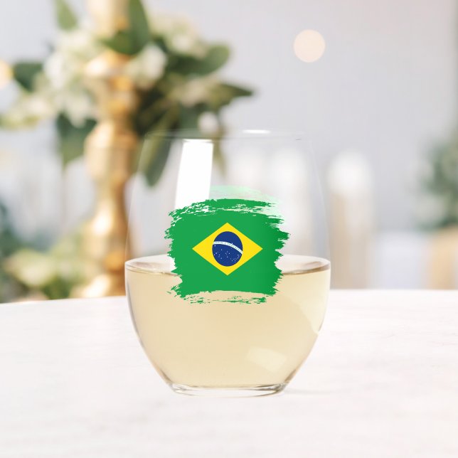Vaso De Vino Bandera de Brasil (Insitu (Boda))