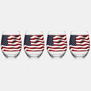 VASO DE VINO BANDERA DE ESTRELLAS Y CADENAS