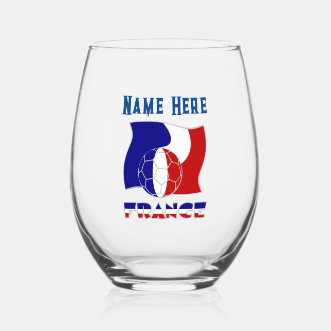 Vaso De Vino Bandera de fútbol francesa personalizada (Anverso)