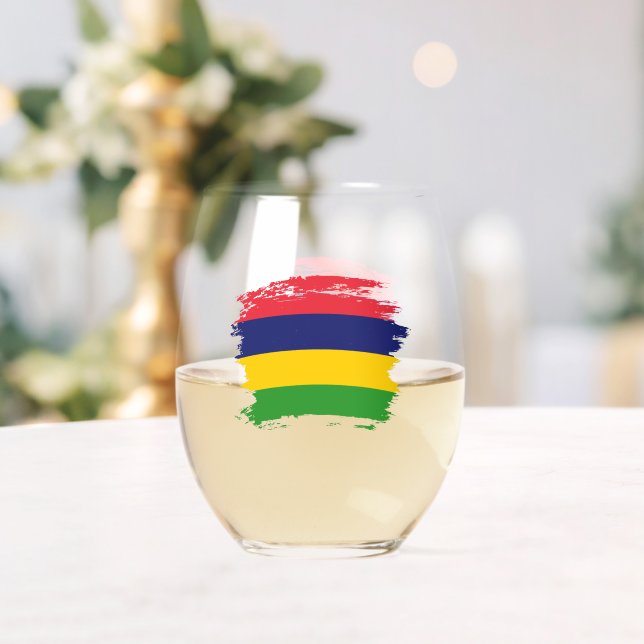 Vaso De Vino Bandera de Mauricio (Insitu (Boda))