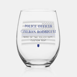 Vaso De Vino Bandera de oficial de policía de la Línea Azul del