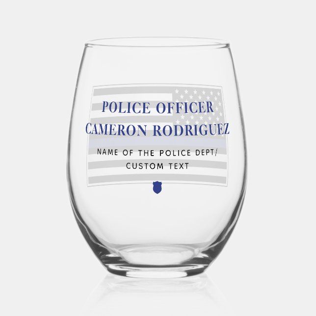 Vaso De Vino Bandera de oficial de policía de la Línea Azul del (Reverso )