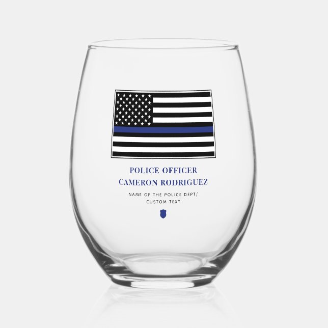 Vaso De Vino Bandera de oficial de policía de la Línea Azul del (Anverso)