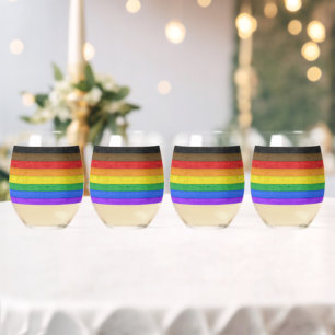 Vaso De Vino Bandera de orgullo gay inclusiva de SlipperyJoe te