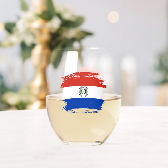 Vaso De Vino Bandera de Paraguay (Insitu (Boda))