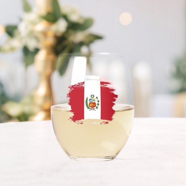 Vaso De Vino Bandera de Perú (Insitu (Boda))