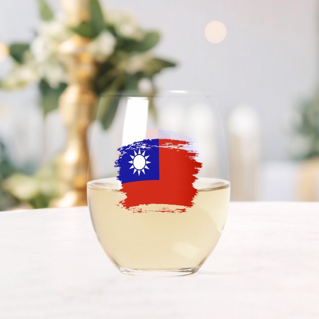 Vaso De Vino Bandera de Taiwán (Insitu (Boda))