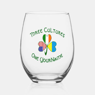 Vaso De Vino Bandera de trébol personalizada ucraniana irlandes