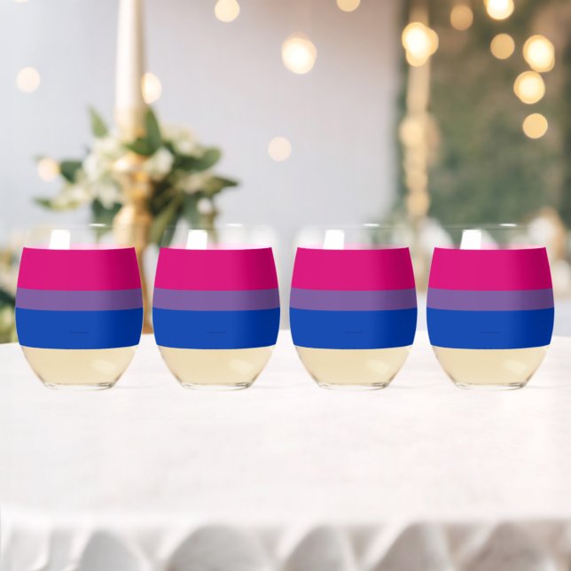 Vaso De Vino Bandera del Orgullo Bisexual de SlipperyJoe lavand (Insitu (Boda))