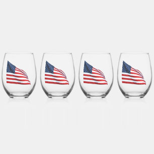 Vaso De Vino Bandera estadounidense 2412