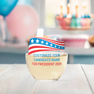 Vaso De Vino Bandera estadounidense de la campaña política pers