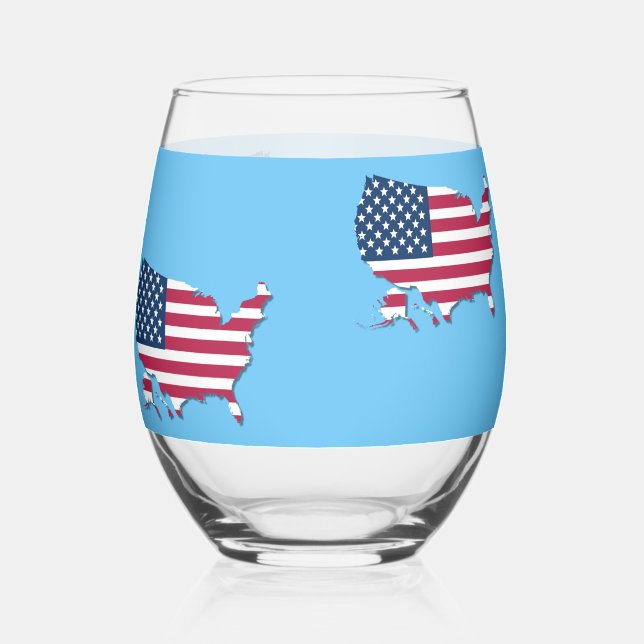 Vaso De Vino Bandera estadounidense Día de la Independencia del (Anverso)
