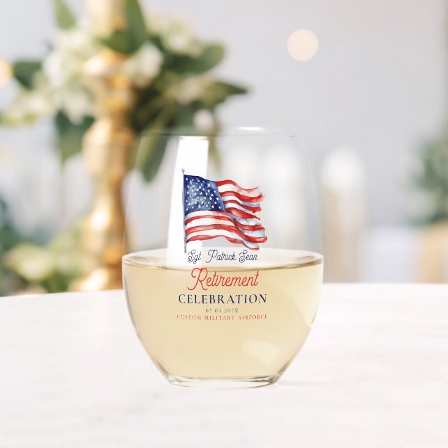 Vaso De Vino Bandera estadounidense moderna 4 de julio: Jubilac (Insitu (Boda))