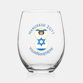 Vaso De Vino Bandera israelí Hanukkah Angel personalizado