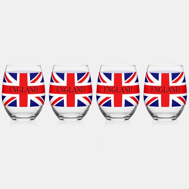 Vaso De Vino Bandera nacional británica con Inglaterra (Anverso)