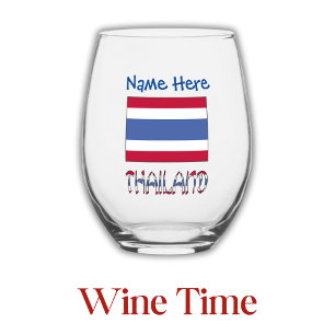 Vaso De Vino Bandera tailandesa personalizada azul de Tailandia