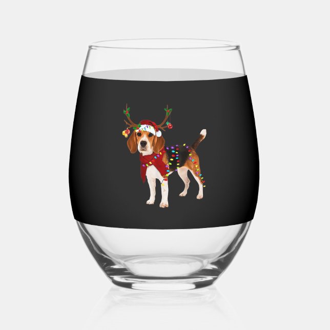 Vaso De Vino beagle dog navidades Classic T-Shirt (Anverso)