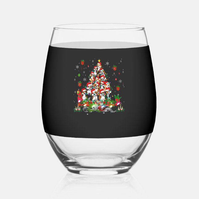 Vaso De Vino Beagle Navidades Funny Tees Beagle Xmas Tree Dog E (Anverso)