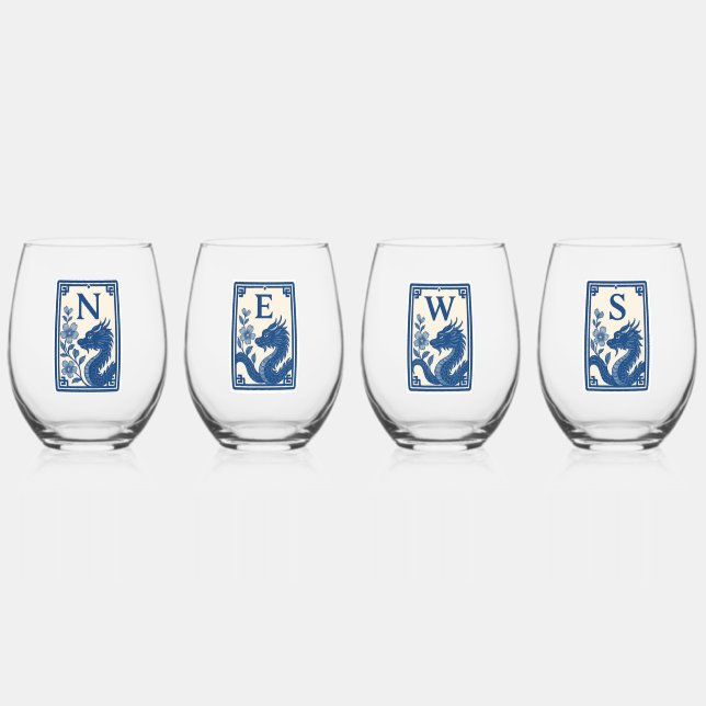 Vaso De Vino Beautiful Flow Blue Style Mahjong Wine Glasses (Anverso)