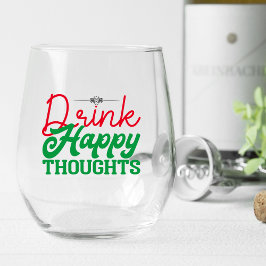 Vaso De Vino Bebe Happy Thoughts Stemless Wine Glass