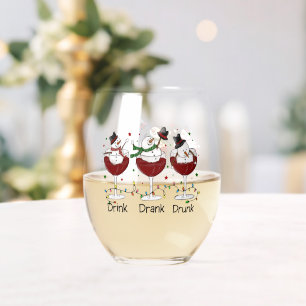 Vaso De Vino "Bebida, enana, ebria" Snowman y vino