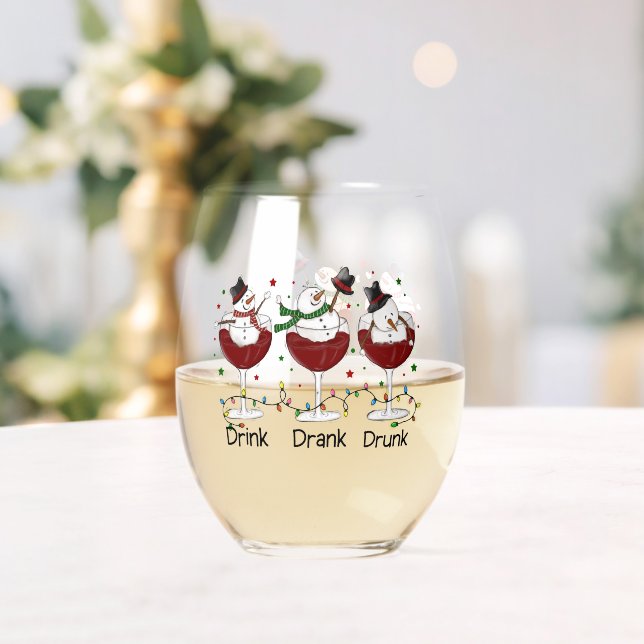 Vaso De Vino "Bebida, enana, ebria" Snowman y vino (Insitu (Boda))